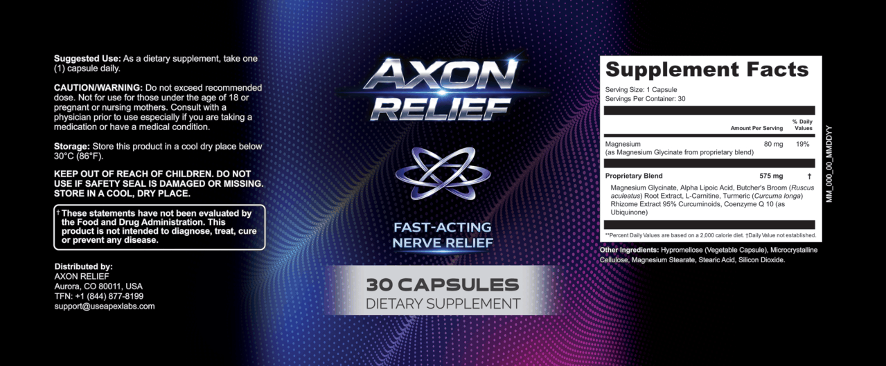 Axon Relief Supplement Facts Label